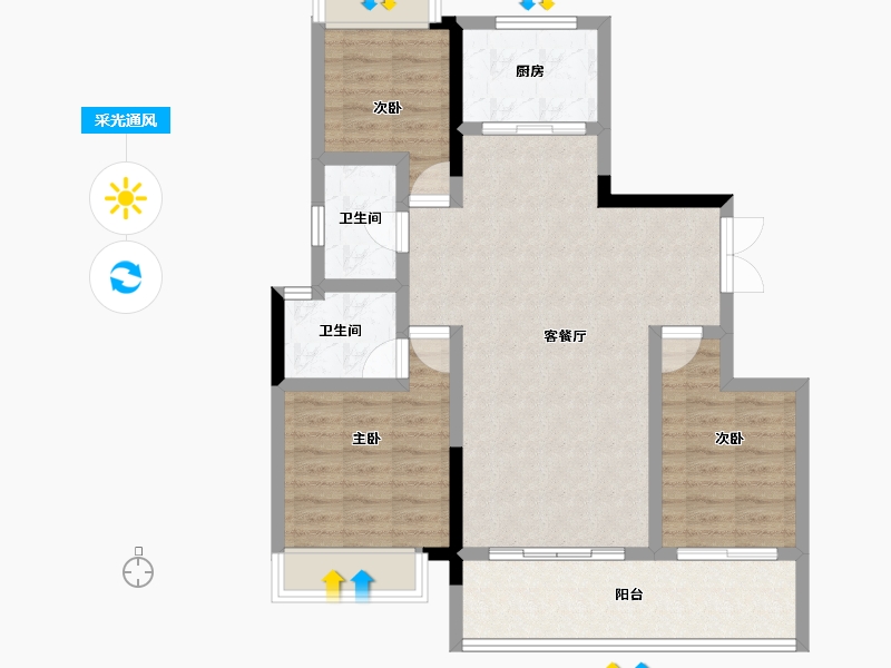 贵州省-黔南布依族苗族自治州-涟江华庭-85.52-户型库-采光通风