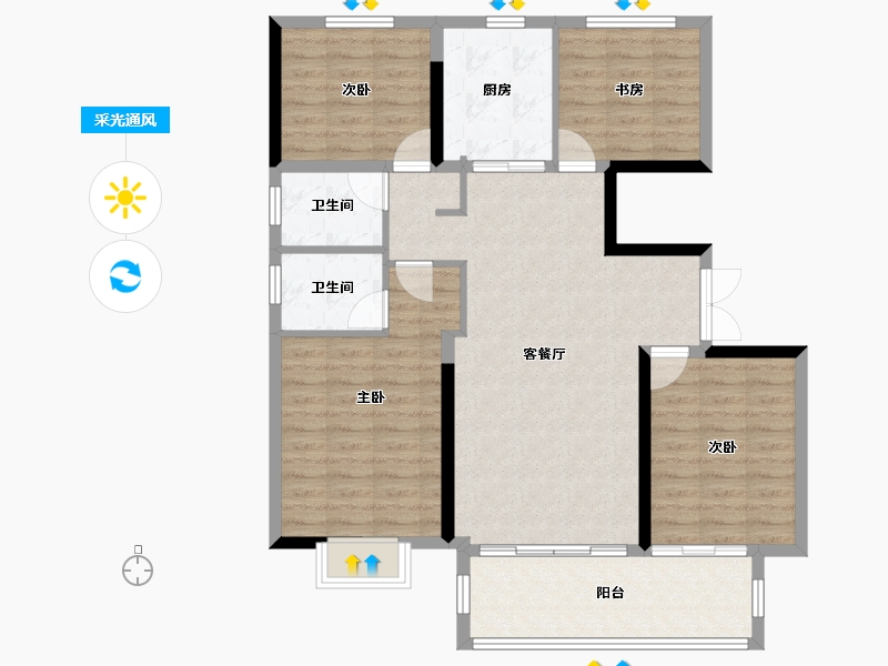 宁夏回族自治区-银川市-立达锦里-104.51-户型库-采光通风