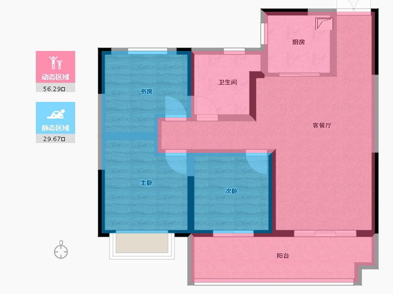 河南省-信阳市-玫瑰苑-77.45-户型库-动静分区