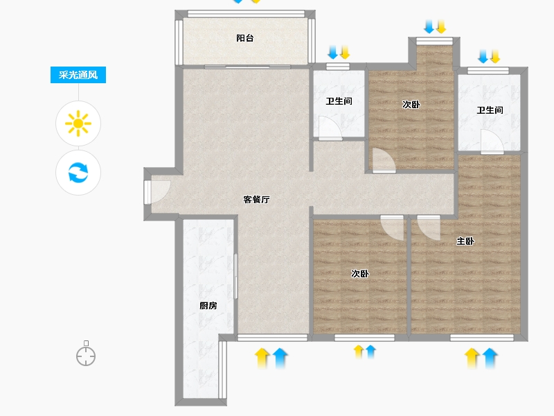 福建省-泉州市-浦西花园-134.00-户型库-采光通风