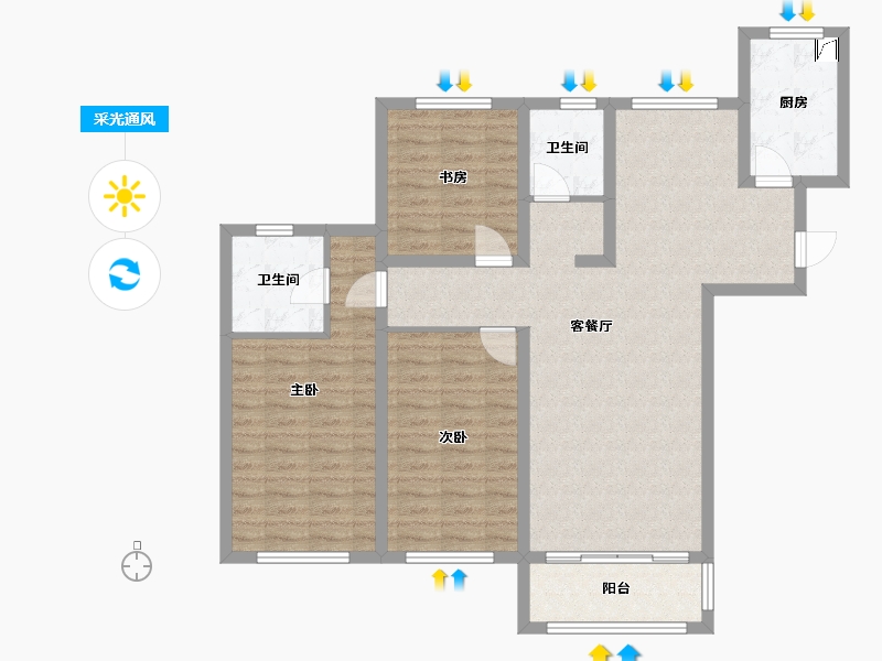 山东省-枣庄市-钱江晟景-101.00-户型库-采光通风