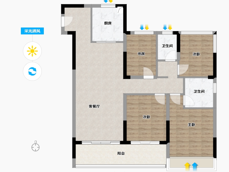 浙江省-杭州市-中旅归锦府-95.00-户型库-采光通风