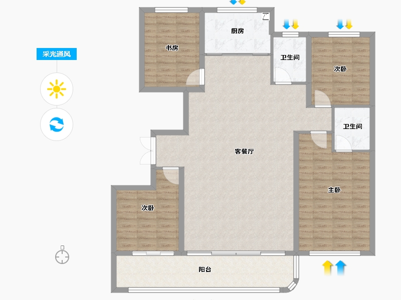 山东省-潍坊市-恒信东方名著-129.92-户型库-采光通风