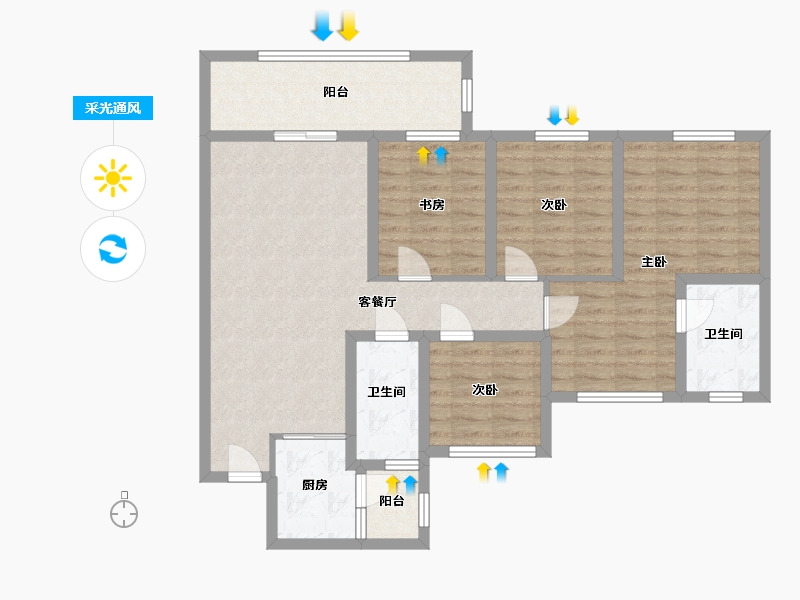 四川省-宜宾市-北辰·天骄-131.00-户型库-采光通风