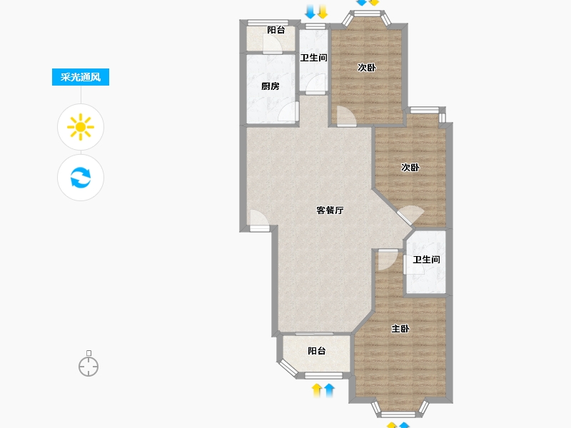 北京-北京市-一世情园-90.00-户型库-采光通风