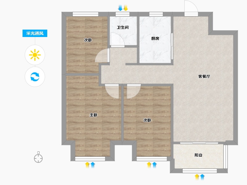 江苏省-无锡市-丁香名园-73.00-户型库-采光通风