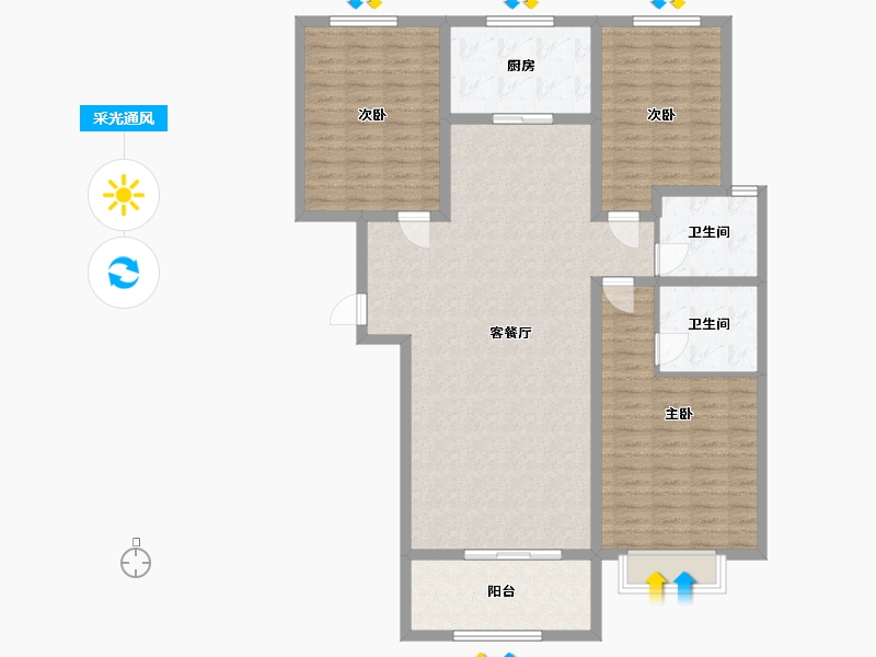 河北省-邯郸市-宏达圣水湖畔-128.00-户型库-采光通风