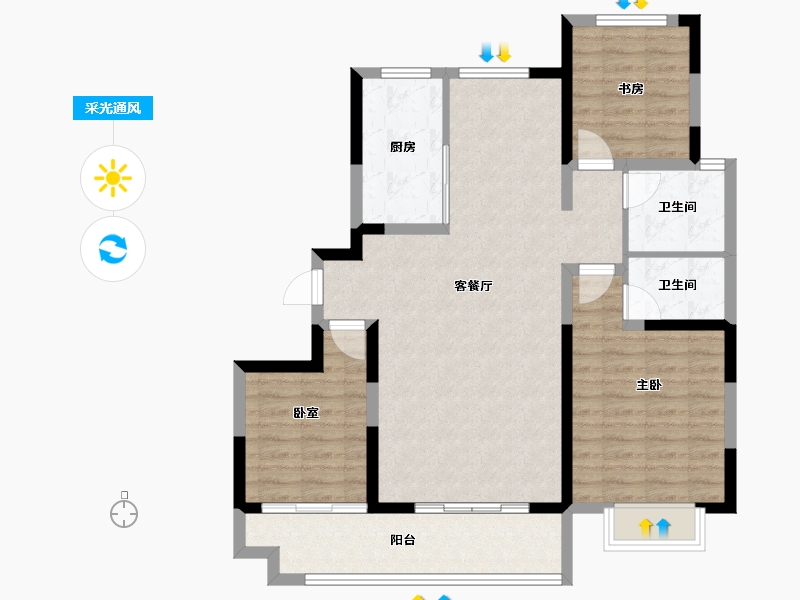 山东省-聊城市-泰和景园(东区)-94.24-户型库-采光通风