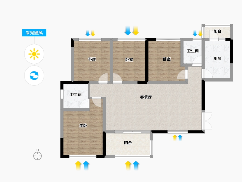 四川省-自贡市-鸿山金域龙湖-104.35-户型库-采光通风