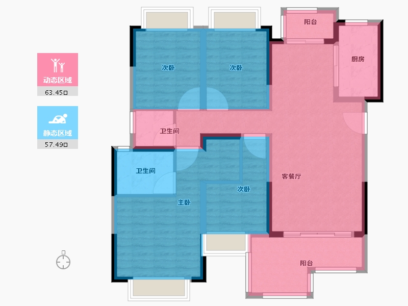 四川省-成都市-蓝光观岭雍锦半岛-108.00-户型库-动静分区