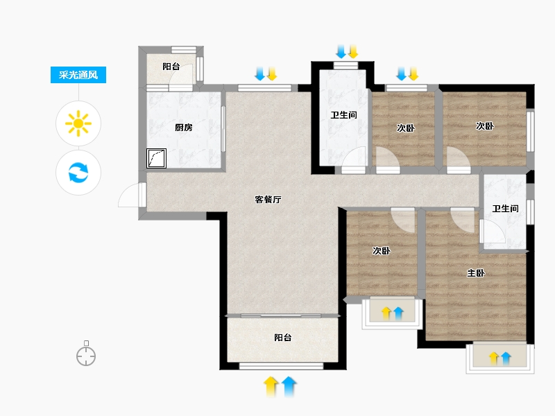 新疆维吾尔自治区-乌鲁木齐市-冶建悦珑湾-85.97-户型库-采光通风