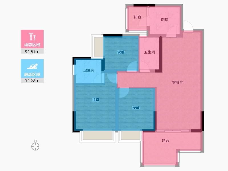 四川省-成都市-蓝光观岭雍锦半岛-87.00-户型库-动静分区