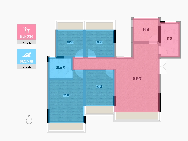 四川省-自贡市-鸿山金域龙湖-85.51-户型库-动静分区