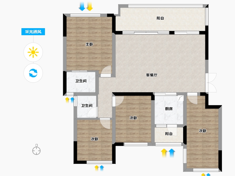 贵州省-黔南布依族苗族自治州-逸景苑小区-108.00-户型库-采光通风