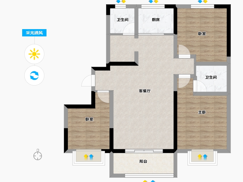 山东省-聊城市-泰和景园(东区)-86.79-户型库-采光通风