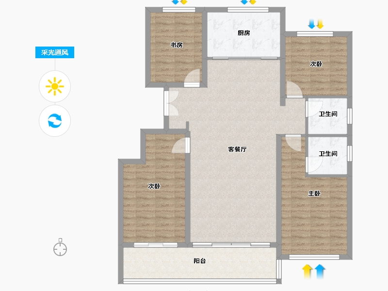 山东省-潍坊市-恒信东方名著-119.45-户型库-采光通风