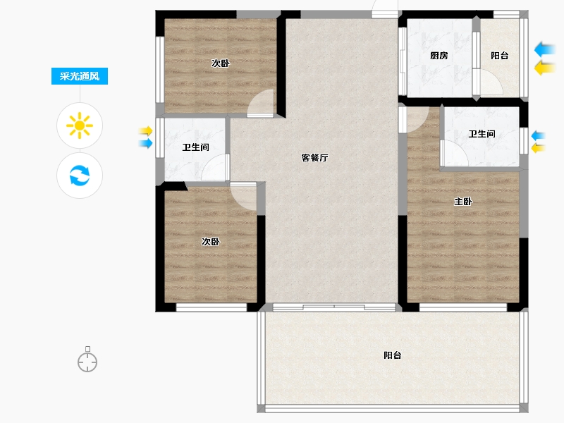 贵州省-黔南布依族苗族自治州-龙城悦玺公馆-106.00-户型库-采光通风