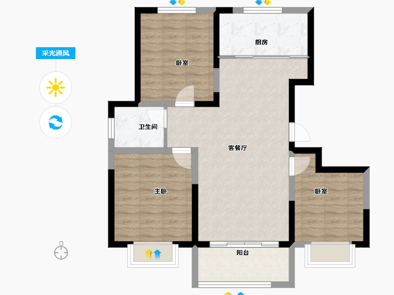 山东省-聊城市-泰和景园(东区)-80.38-户型库-采光通风