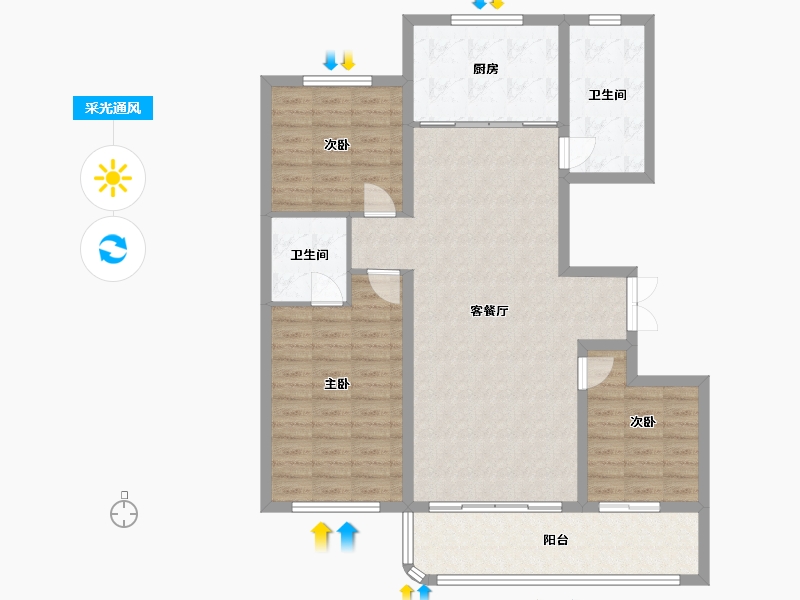 山东省-潍坊市-恒信东方名著-108.26-户型库-采光通风