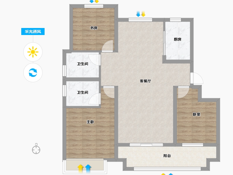 山东省-聊城市-谷山和园-91.04-户型库-采光通风