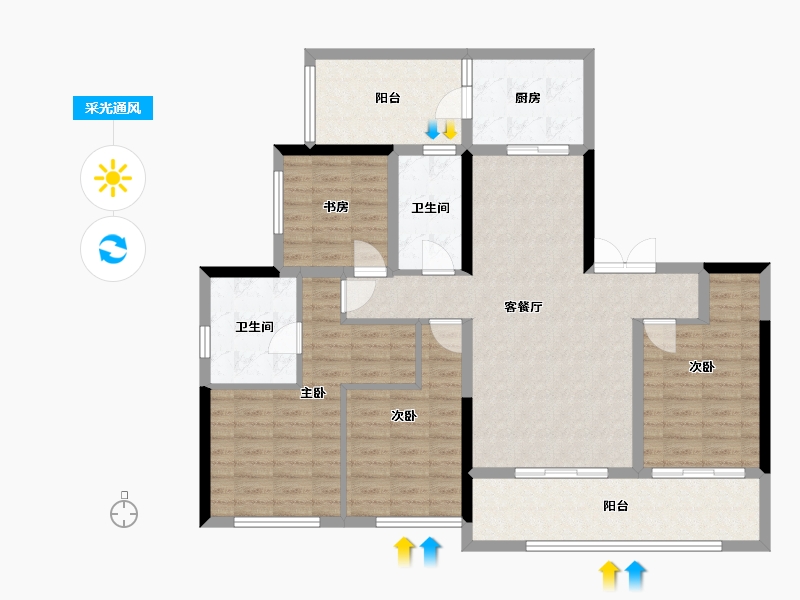 四川省-成都市-滨江领樾-98.00-户型库-采光通风