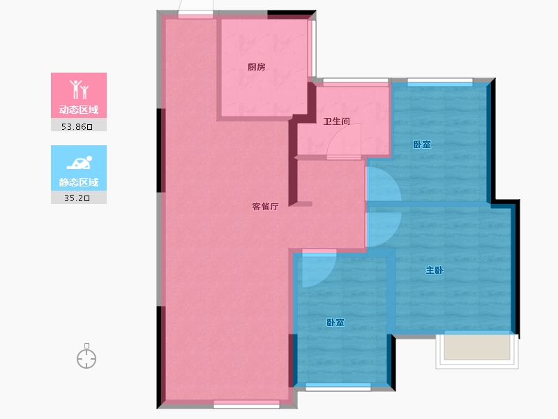 新疆维吾尔自治区-乌鲁木齐市-冶建悦珑湾-80.01-户型库-动静分区