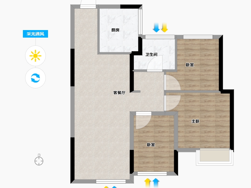 新疆维吾尔自治区-乌鲁木齐市-冶建悦珑湾-80.01-户型库-采光通风