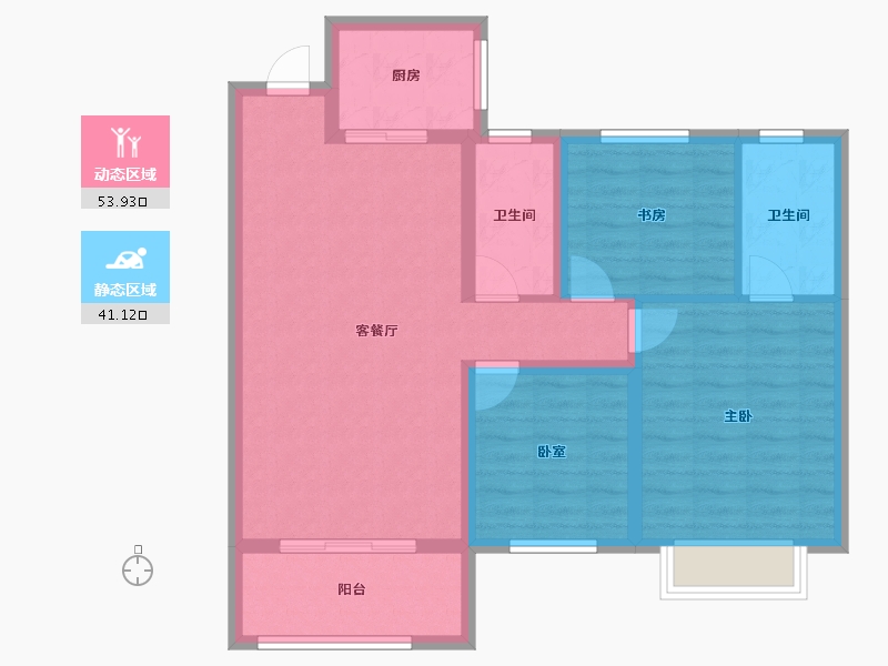 山东省-聊城市-谷山和园-84.97-户型库-动静分区