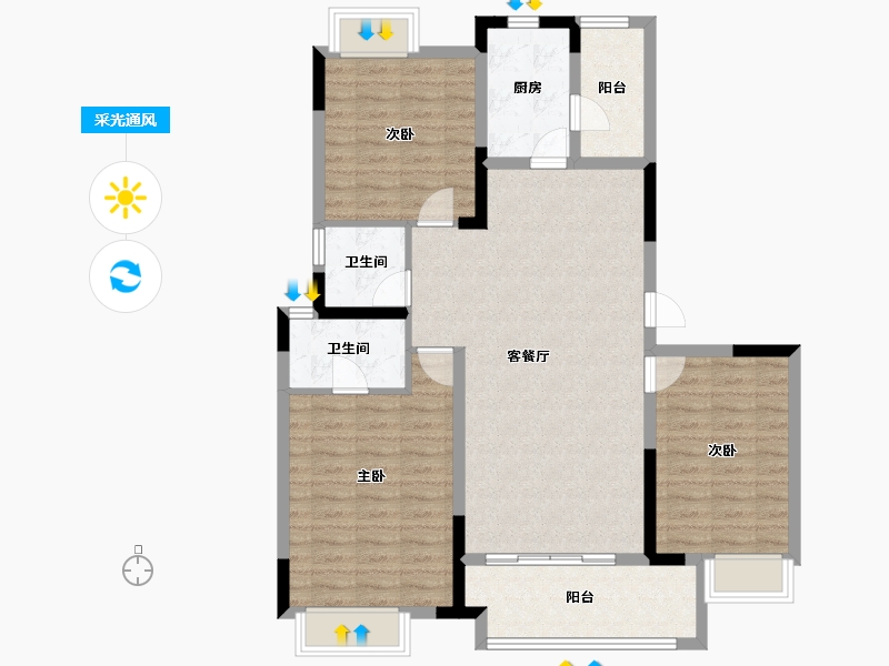 四川省-成都市-人居金云府-103.97-户型库-采光通风