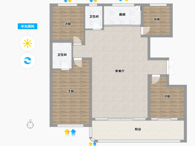 山东省-潍坊市-恒信东方名著-134.82-户型库-采光通风