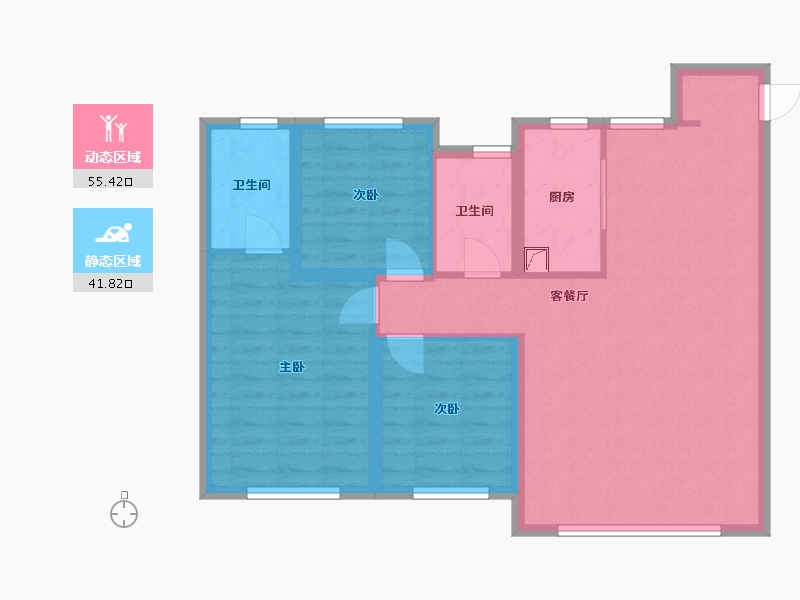 内蒙古自治区-赤峰市-百合四季-97.87-户型库-动静分区