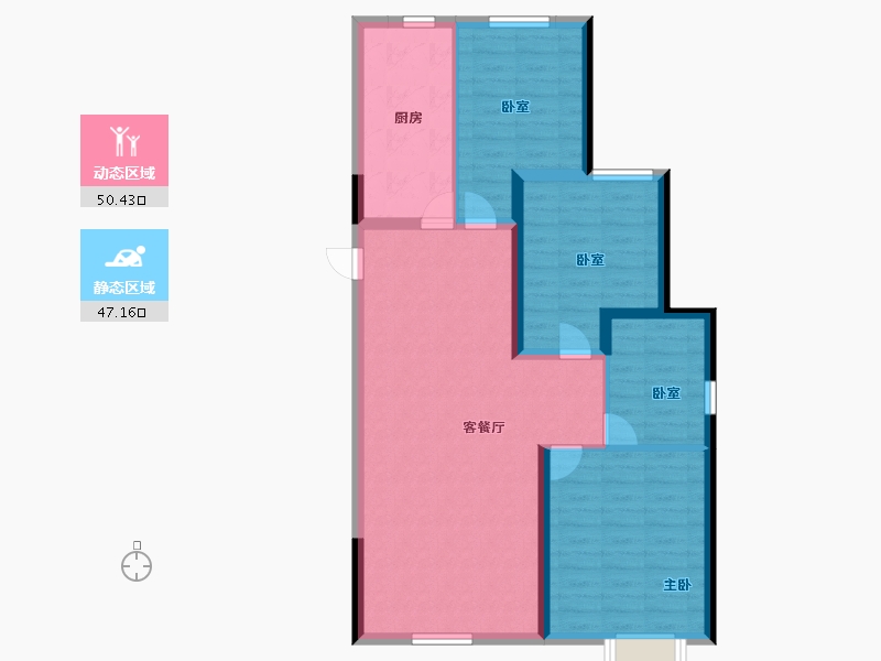 新疆维吾尔自治区-乌鲁木齐市-冶建悦珑湾-88.00-户型库-动静分区