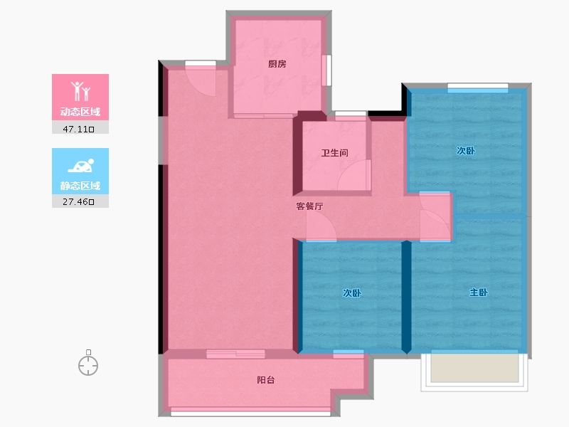 河南省-郑州市-万科翠湾中城-71.00-户型库-动静分区