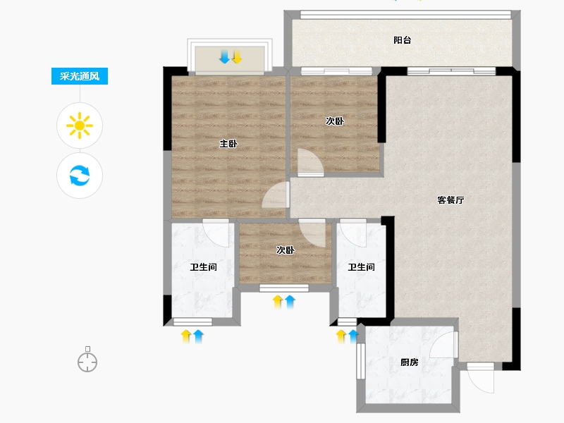 福建省-泉州市-晋兴学府-85.00-户型库-采光通风