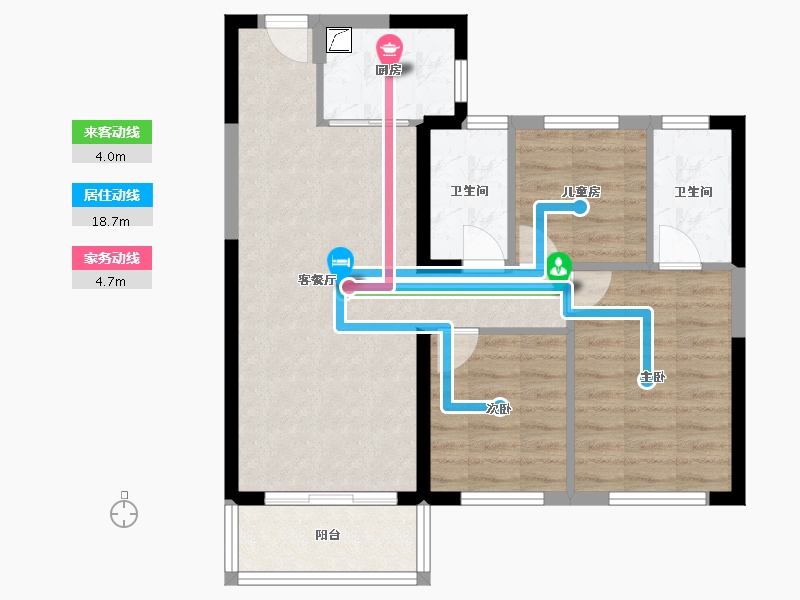 海南省-海口市-北辰长秀仕家-77.99-户型库-动静线