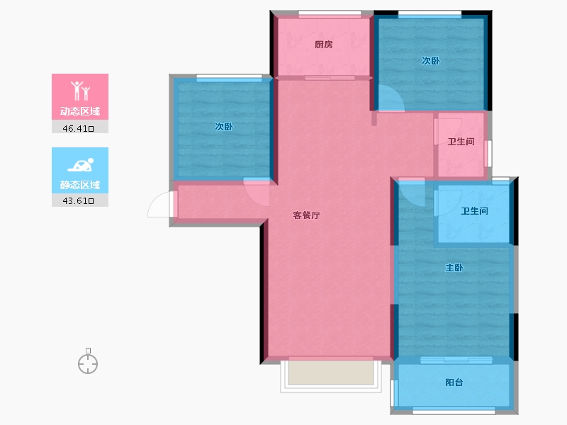 山东省-济南市-裕璟·水岸华苑-93.54-户型库-动静分区