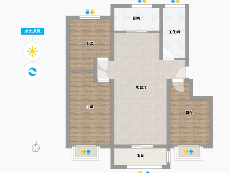 山东省-德州市-壹品原筑-97.00-户型库-采光通风