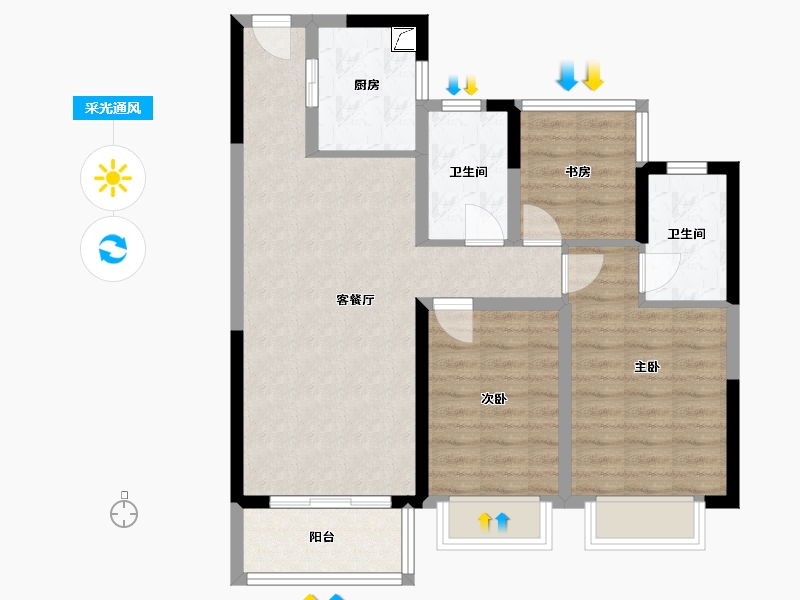 浙江省-绍兴市-宝龙世家-80.19-户型库-采光通风