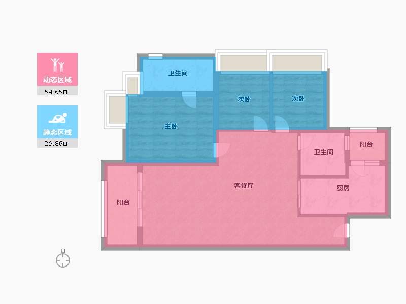 广东省-广州市-新世界凯粤湾-75.00-户型库-动静分区