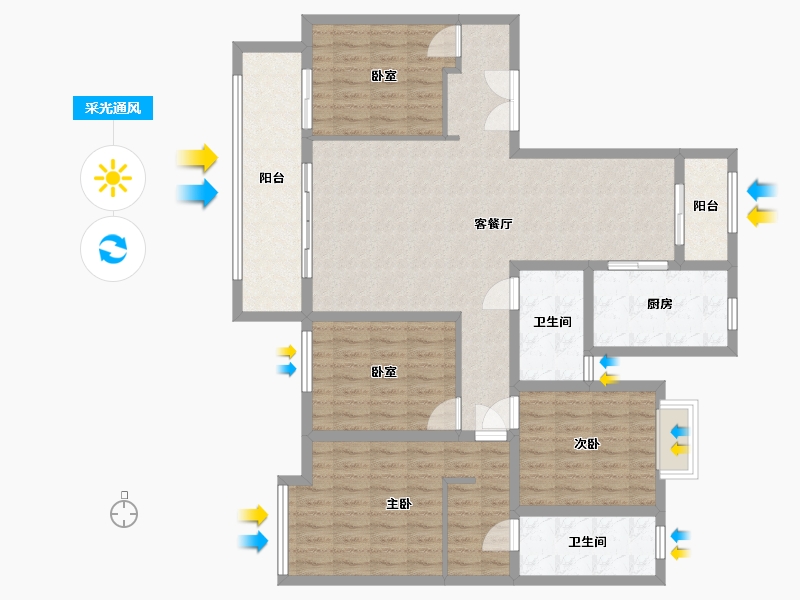 陕西省-渭南市-韩城壹号院-126.00-户型库-采光通风