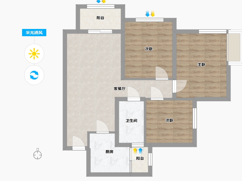 四川省-德阳市-保利广悦府-69.35-户型库-采光通风