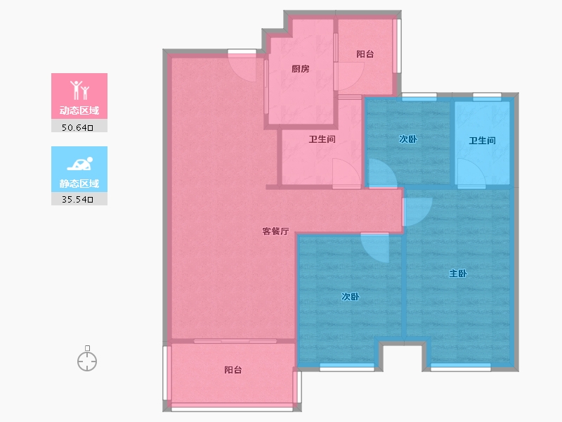 四川省-成都市-中海锦江城云熙二期-76.67-户型库-动静分区