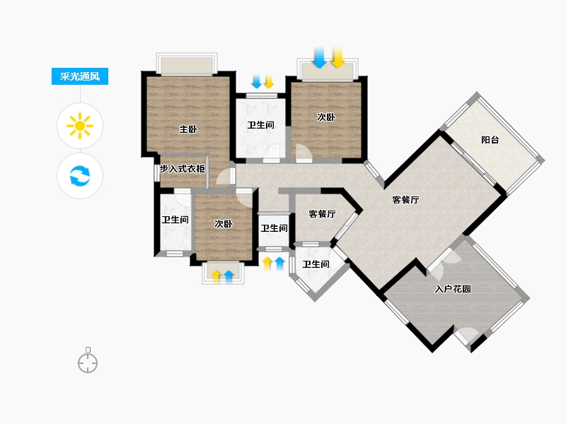 四川省-成都市-华润·翡翠城-4期-125.00-户型库-采光通风