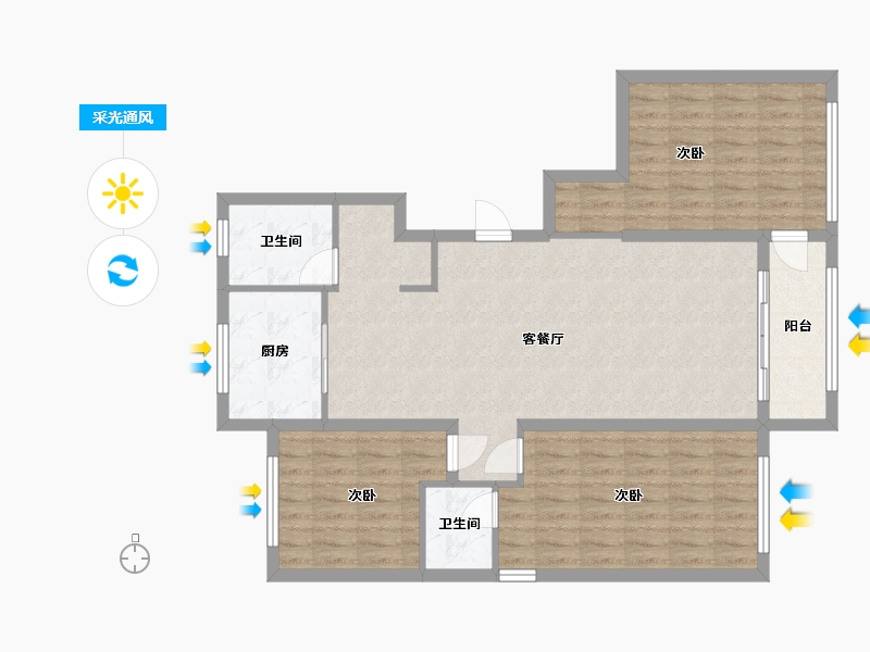 山东省-烟台市-山水苑-102.00-户型库-采光通风