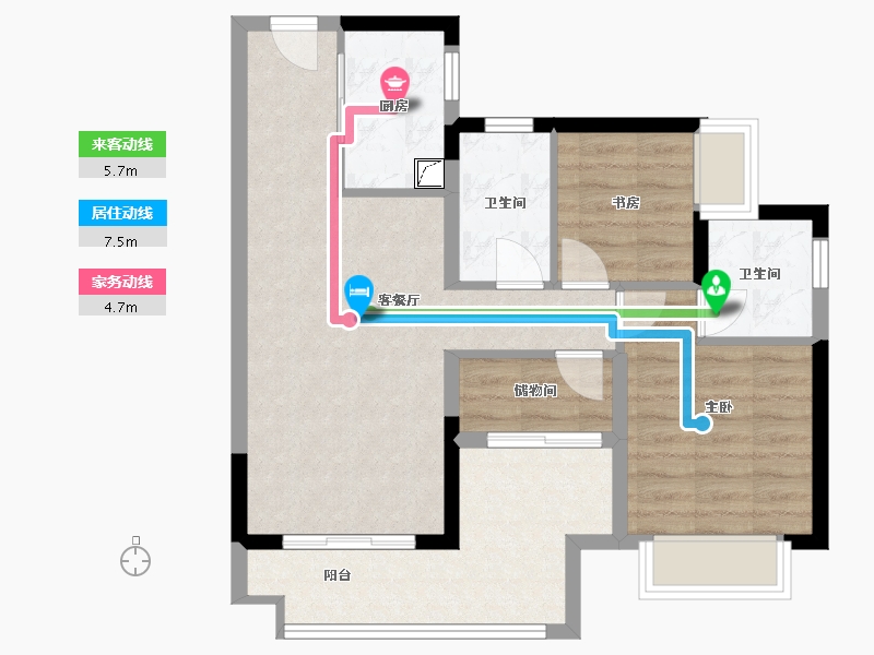 广东省-珠海市-碧桂园天玺湾花园-75.00-户型库-动静线