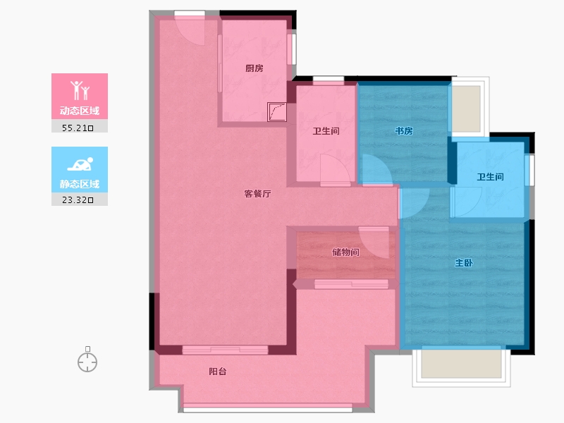 广东省-珠海市-碧桂园天玺湾花园-75.00-户型库-动静分区