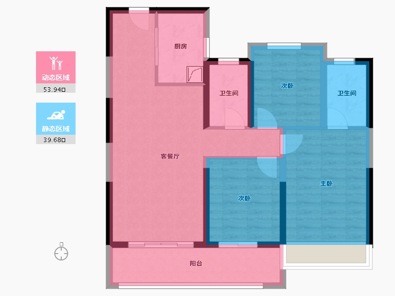 浙江省-温州市-鹿宸印-88.00-户型库-动静分区