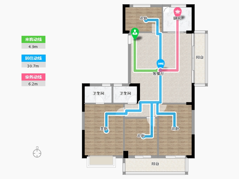 浙江省-台州市-枫雅嘉园-112.95-户型库-动静线