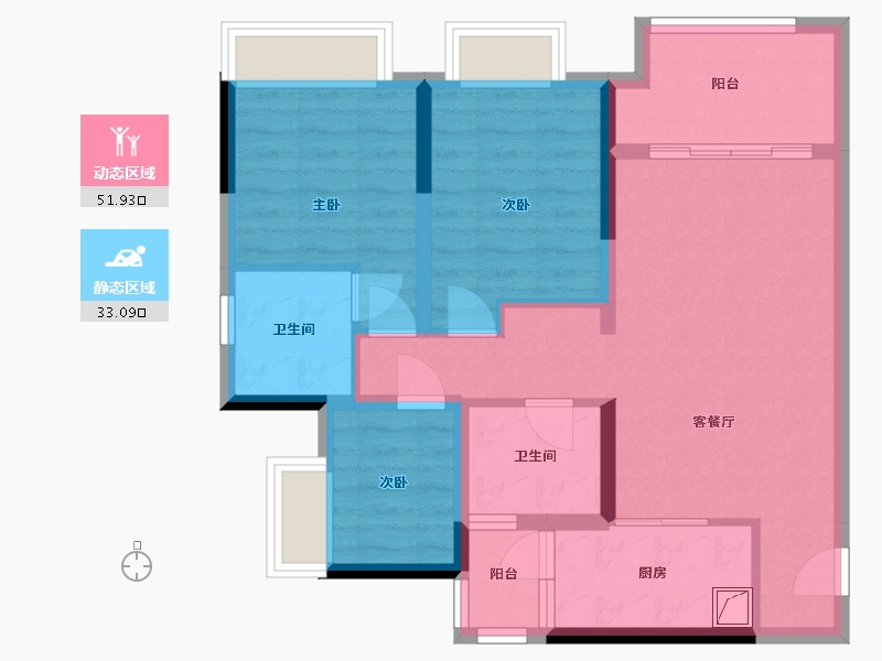 重庆-重庆市-西宸原著-80.00-户型库-动静分区