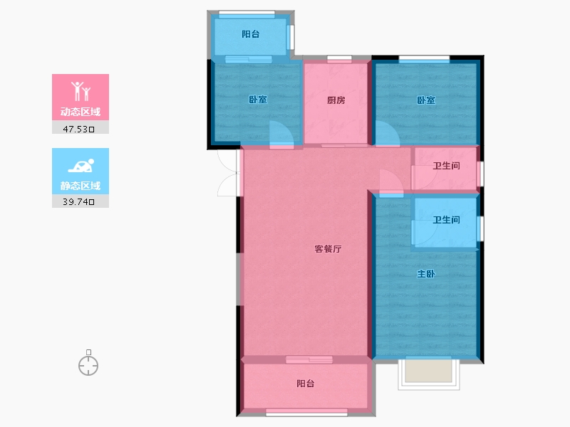 河南省-郑州市-汇泉西悦城8号院-77.69-户型库-动静分区